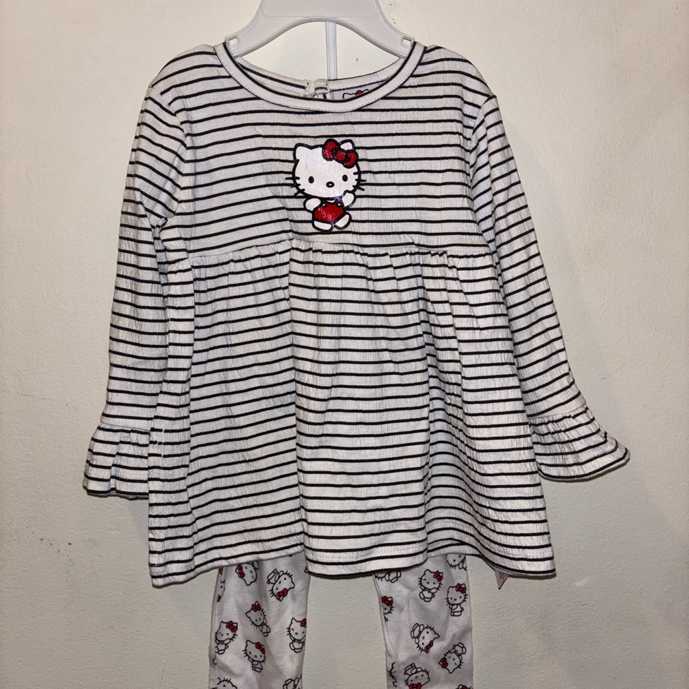 Hello Kitty Girls Black and White Striped Dress with matching leggings! 24 mths!
